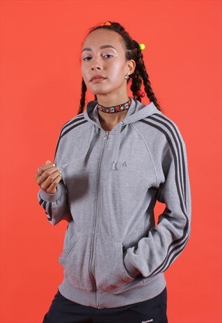 GREY AND BLACK ADIDAS EMBROIDERED HOODIE
