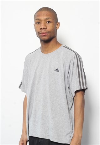 VINTAGE ADIDAS LOGO T-SHIRT GREY