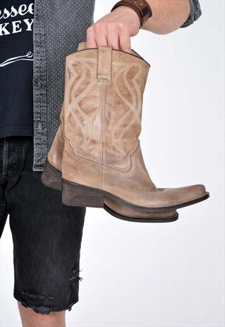 VINTAGE LEATHER WESTERN COWBOY BOOTS