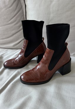 Croc Contrast Sock Ankle Boots - EU40 UK6'5 US9