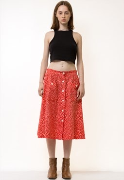 80s Vintage Floral Print High Waisted Grunge Skirt 5646