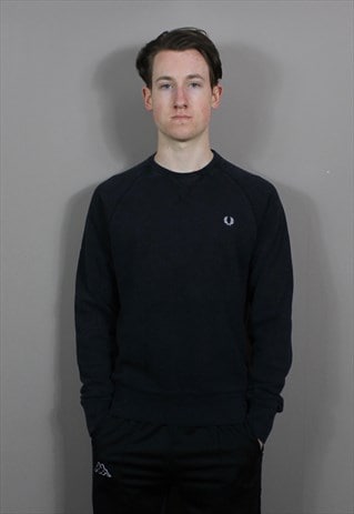 VINTAGE FRED PERRY SWEATSHIRT IN GREY WITH EMBROIDERED LAURE