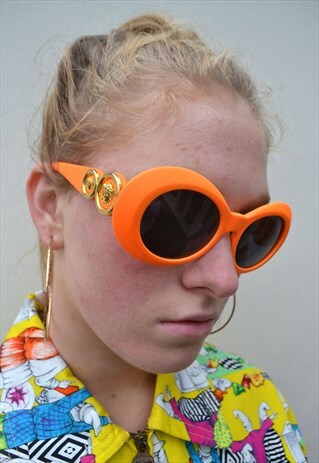 RARE GIANNI VERSACE NEON ORANGE SHADES SUNGLASSES