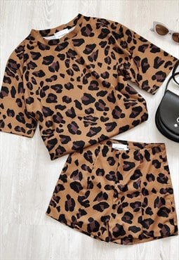 Leopard Top & Shorts Co-Ord Twin Set