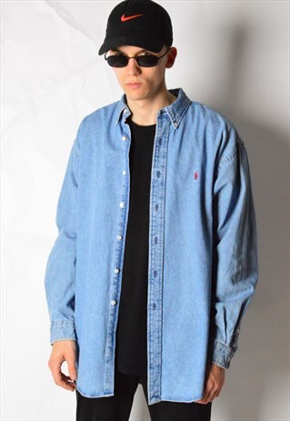 VINTAGE 90S BLUE RALPH LAUREN LONG SLEEVE DENIM SHIRT