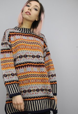 VINTAGE OVERSIZED PATTERNED JUMPER