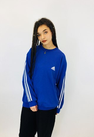 VINTAGE ADIDAS CLASSIC 3 STRIPE EMBROIDERED SWEATSHIRT