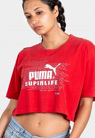 VINTAGE 80S PUMA SPORT CROP T-SHIRT / S3097