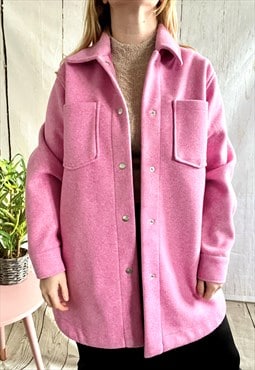 Vintage Pink Soft Suede Y2K Shirt Jacket Shacket