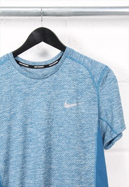 Vintage Nike T-Shirt in Blue Crewneck Sports Tee Medium