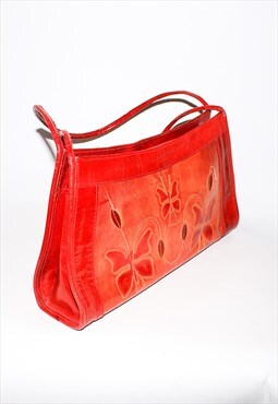 Vintage 90s faux leather butterfly shoulder bag in red