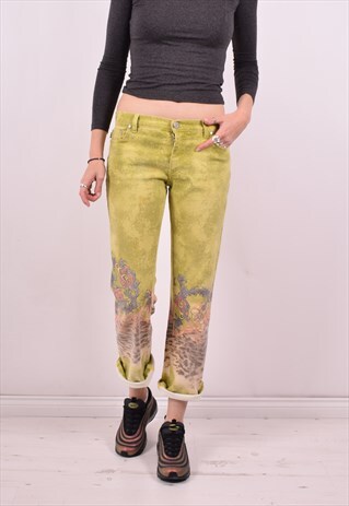 JUST CAVALLI WOMENS VINTAGE JEANS W28 L27 GREEN 90'S