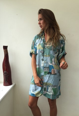 CRAZY PATTERNED OVERSIZED RETRO VINTAGE FESTIVAL SHIRT