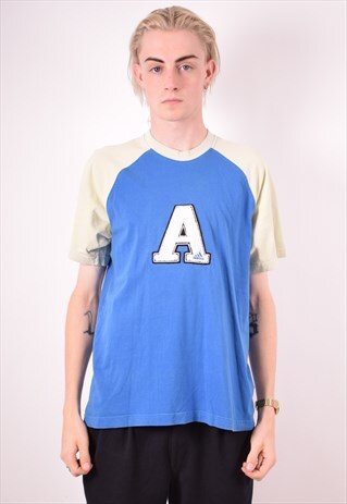 ADIDAS MENS VINTAGE T-SHIRT TOP LARGE BLUE 90S