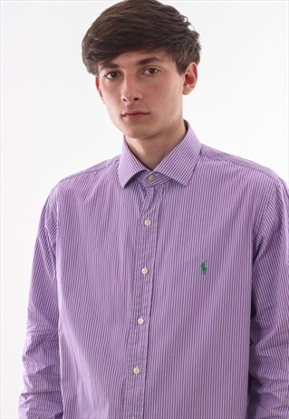 VINTAGE POLO RALPH LAUREN 90S WHITE PURPLE STRIPED