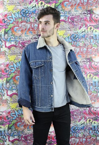 LEVI'S 80S SHERPA FLEECE LINED VINTAGE DENIM JACKET.