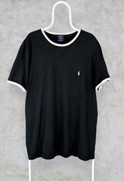 Vintage Polo Sport Ralph Lauren T Shirt Black Ringer Men XL