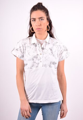 SERGIO TACCHINI WOMENS VINTAGE POLO SHIRT MEDIUM WHITE 90'S
