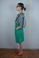 VINTAGE 80'S RETRO PENCIL GLAM SHORT BRIGHT SKIRTS IN GREEN