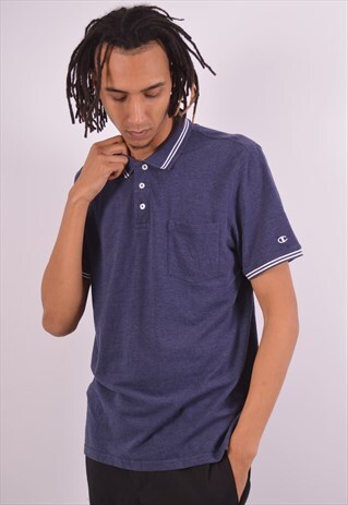 VINTAGE CHAMPION POLO SHIRT BLUE