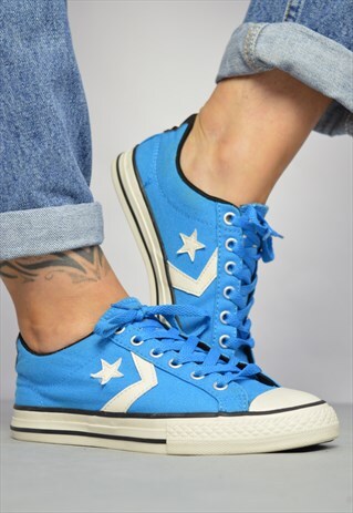 VINTAGE 90S CONVERSE BLUE & WHITE DENIM OX SHOES PREPPY