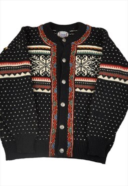 Vintage Norwegian Knitted Cardigan Retro Pattern Ladie M