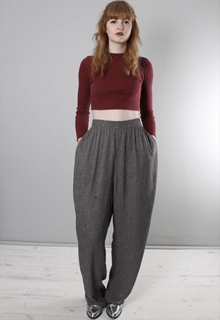 VINTAGE 90S PATTERNED HIGH WAISTED CULOTTE TROUSERS