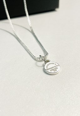 Tiffany and Co. 925 Silver Circle Pendant on Chain/Necklace