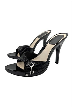 Christian Dior Heels 37 / 4 Black Open Toe Stilettos Mules 