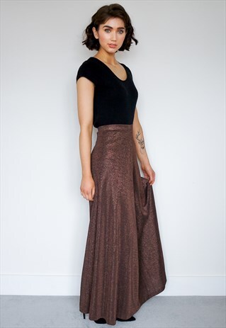 1970'S ROSE GOLD AND BLACK SPARKLY SKIRT
