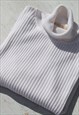 Sugar white ribbed knit cotton blend turtleneck sweater