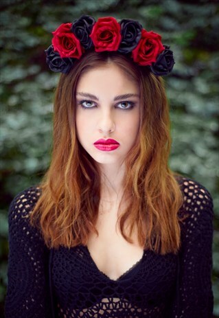 ROSE CROWN, FLOWER CROWN, RED FLOWER CROWN, FLORAL HEADBAND