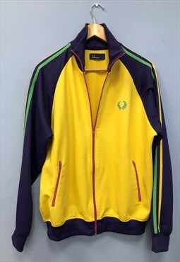 00s Track Jacket Yellow Navy High Neck Zip Cotton