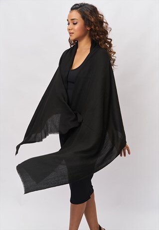 'KATIE' CASHMERE SCARF - BLACK ONYX