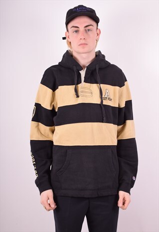 CHAMPION MENS VINTAGE HOODIE JUMPER MEDIUM MULTI STRIPES 90S
