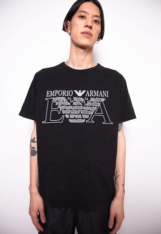 VINTAGE 90S EMPORIO ARMANI BLACK T-SHIRT ID:A175