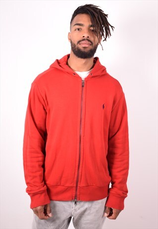 POLO RALPH LAUREN MENS VINTAGE HOODIE JACKET XL RED 90S
