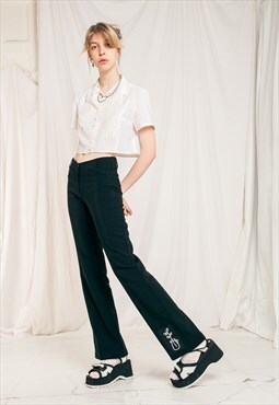 Vintage Flare Trousers Y2K Reworked Weird Plant Pants