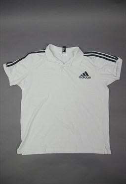 Vintage Adidas Polo Shirt in White with Logo