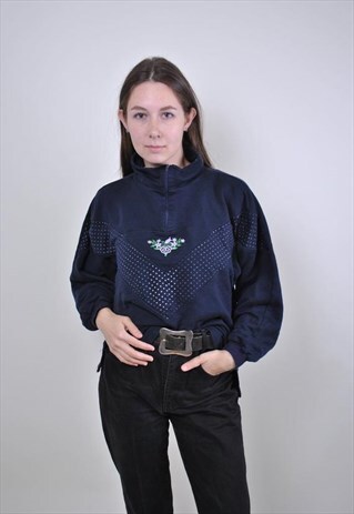 FLOWERS EMBROIDEY VINTAGE HIGH NECK SWEATSHIRT