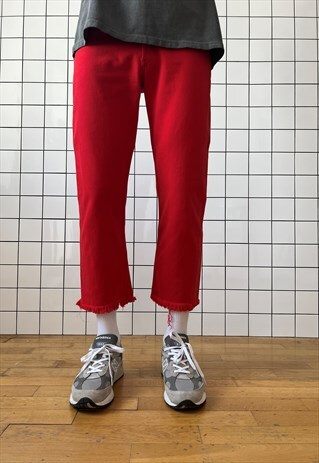 Vintage LEVIS 501 Jeans Cropped 90s Red