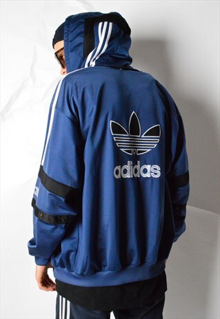 VINTAGE 90S BLUE ADIDAS HOODED JACKET