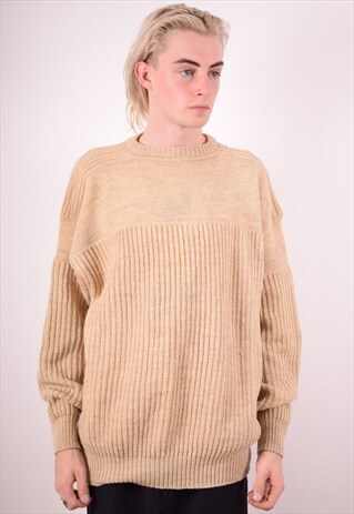 STONE ISLAND MENS VINTAGE JUMPER SWEATER XL BEIGE 90S
