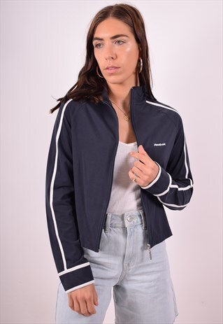 REEBOK WOMENS VINTAGE TRACKSUIT TOP JACKET MEDIUM GREY 90S