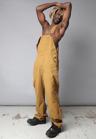 Light brown loose fit bib front dungarees