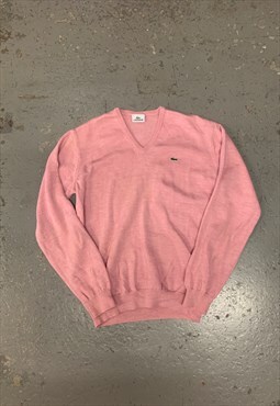 Vintage Lacoste Knitted Jumper Pink Sweater with Logo