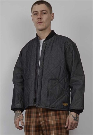 VINTAGE 80'S POLO RALPH LAUREN DARK GREY DENIM BOMBER JACKET