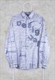 Vintage Blue Desigual Shirt Long Sleeve Striped Embroidered