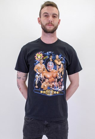 VINTAGE WWE GRAPHIC TEE T-SHIRT IN BLACK MEDIUM