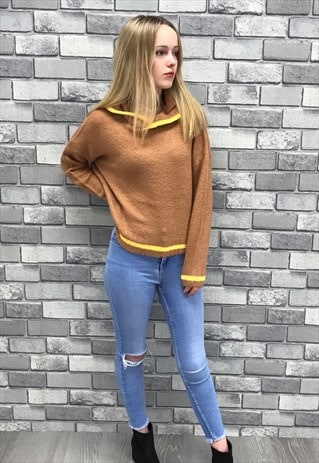 BROWN HOODED JUMPER